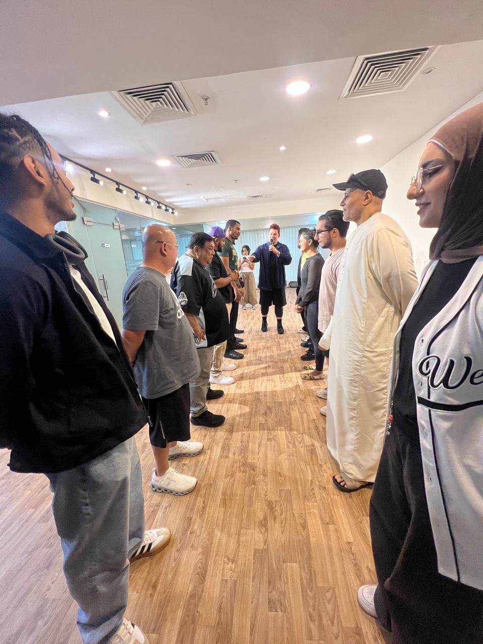 Group training session in the studio